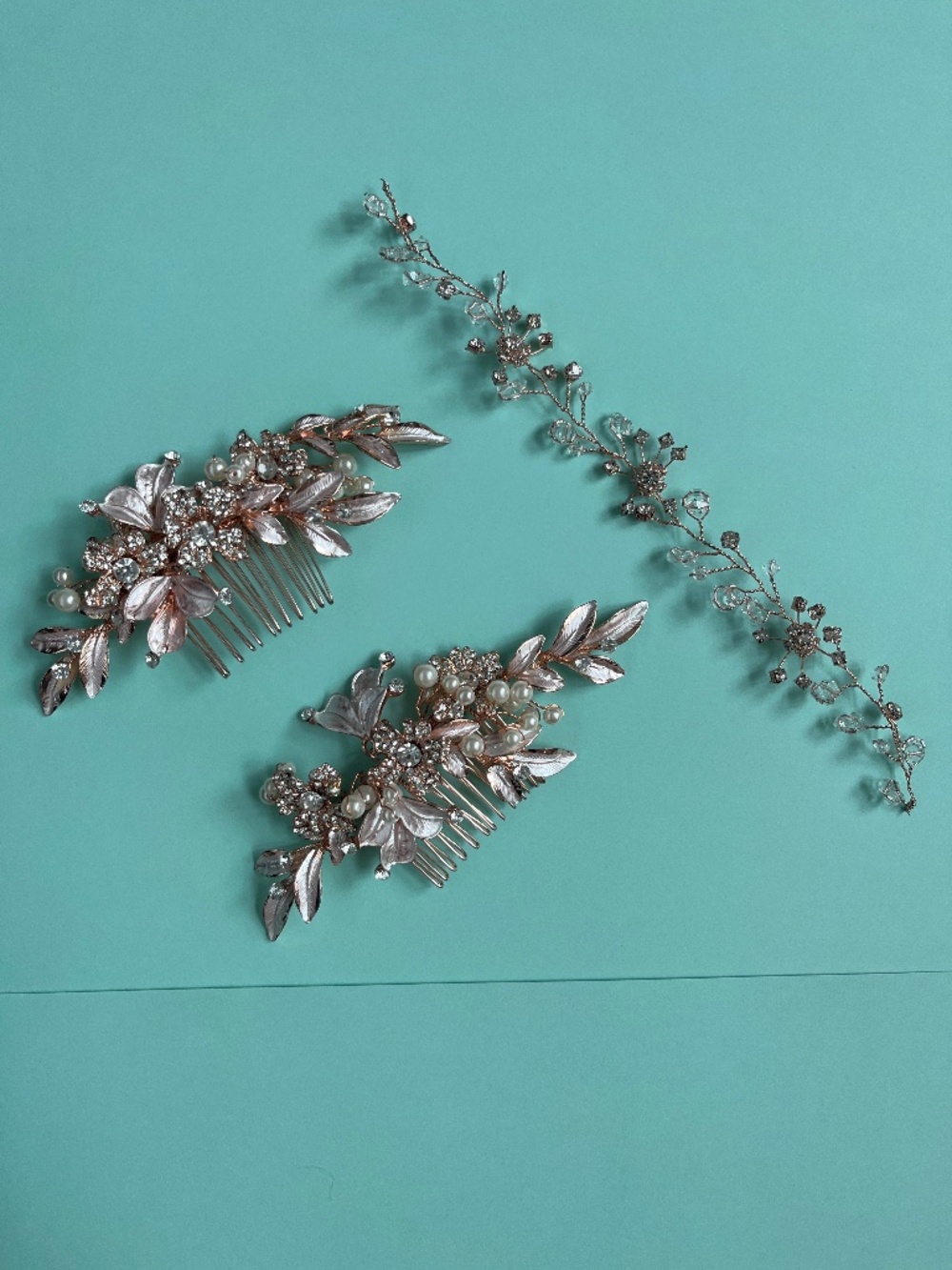 Rose gold & crystal hair accessories